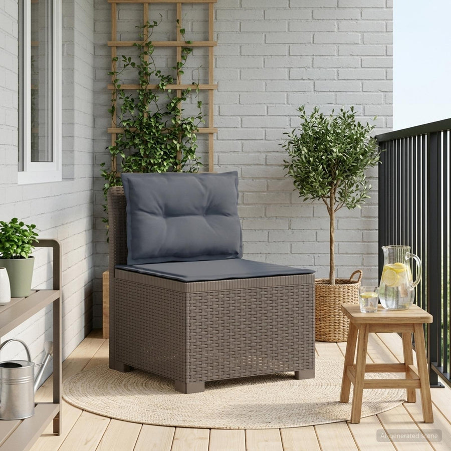 Eénpersoons Tuinbank met Kussens Rattan Look PP Lichtgrijs
