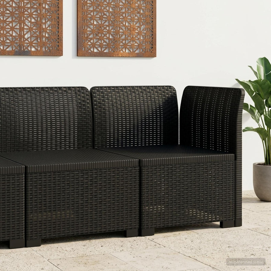 Eénpersoons Tuinbank Rattan Look PP Antraciet