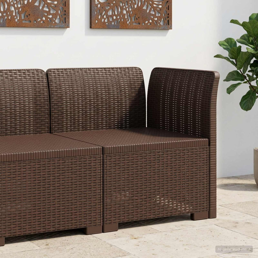 Eénpersoons Tuinbank Rattan Look PP Bruin
