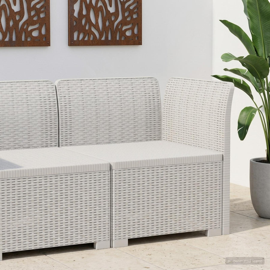 Eénpersoons Tuinbank Rattan Look PP Wit
