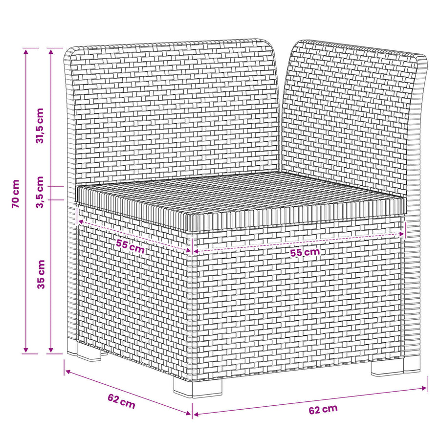 Eénpersoons Tuinbank Rattan Look PP Wit