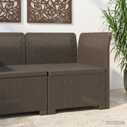 Tuinbank rattanlook PP 1-persoons lichtgrijs