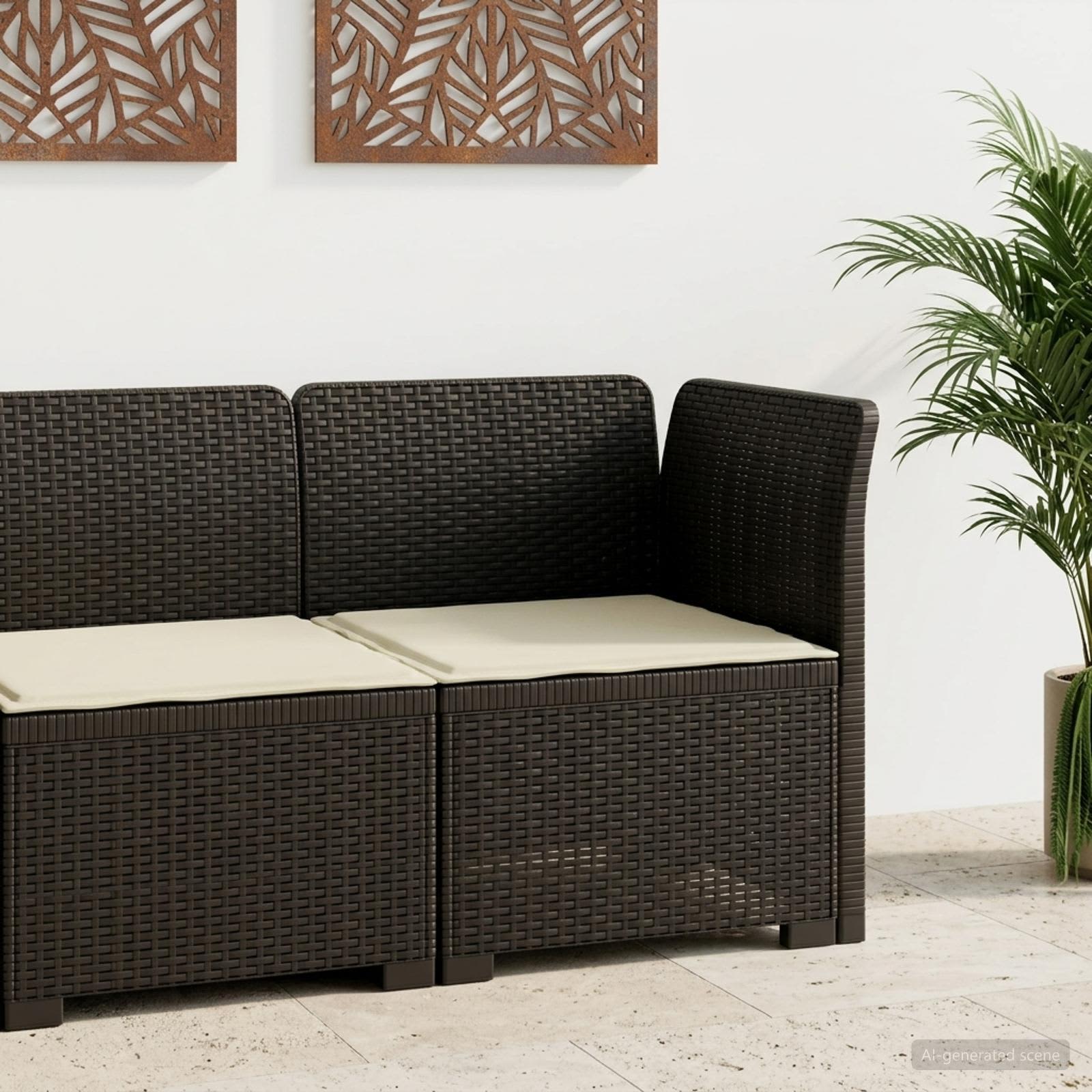 Eénpersoons Tuinbank met Kussen Rattan Look PP Antraciet