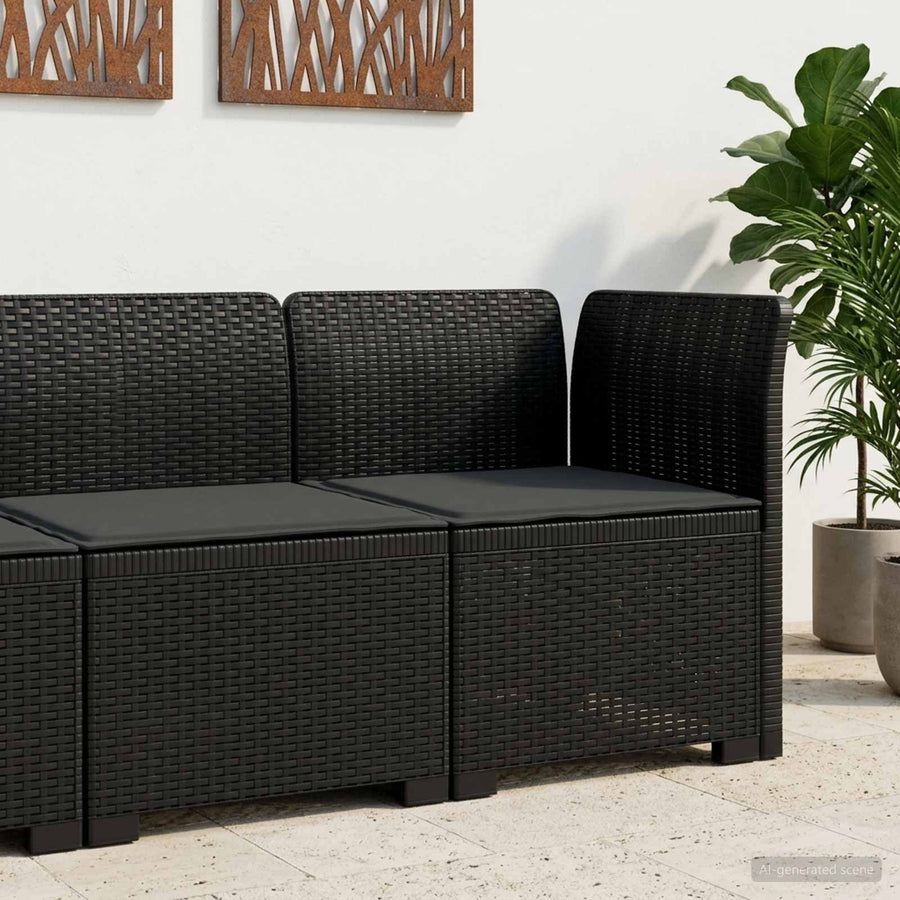 Eénpersoons Tuinbank met Kussen Rattan Look PP Antraciet