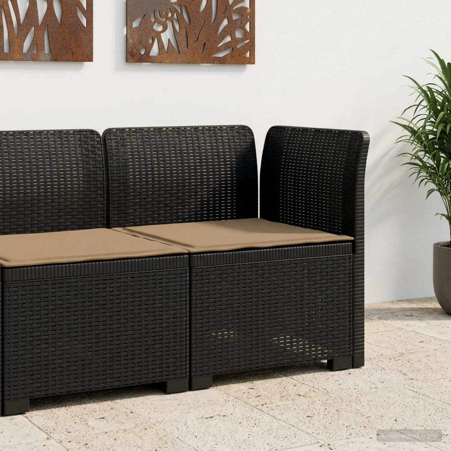 Eénpersoons Tuinbank met Kussen Rattan Look PP Antraciet
