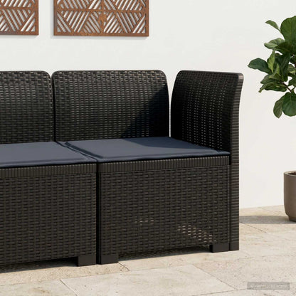 Eénpersoons Tuinbank met Kussen Rattan Look PP Antraciet