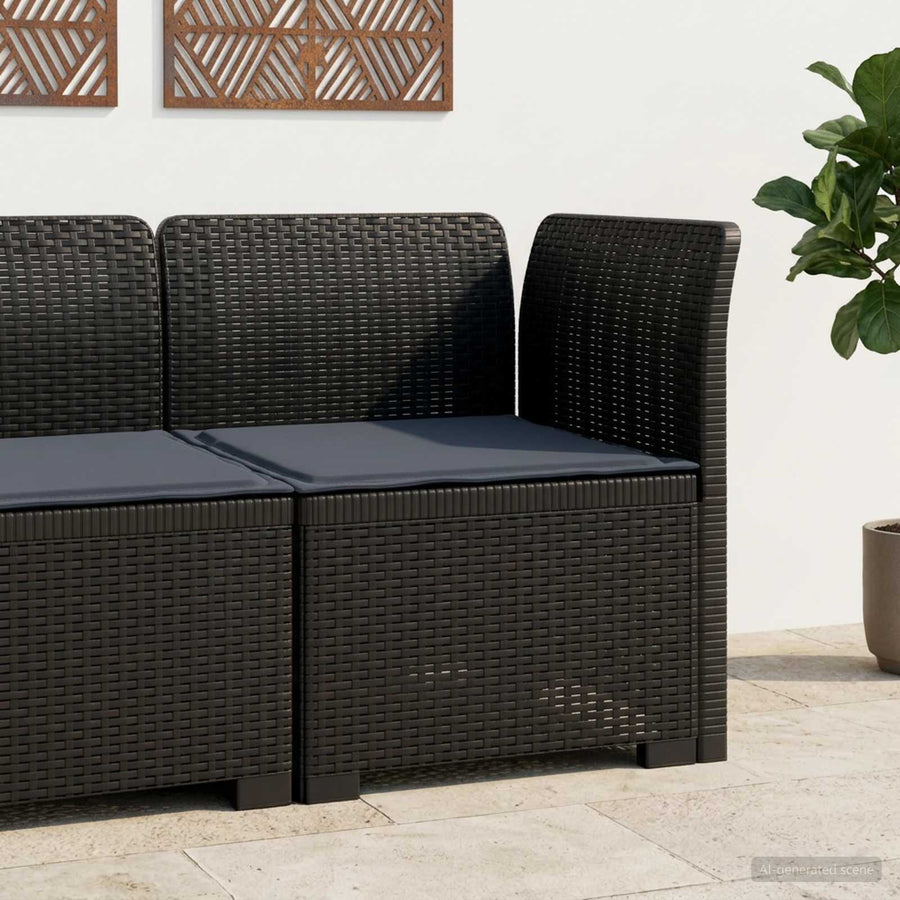 Eénpersoons Tuinbank met Kussen Rattan Look PP Antraciet