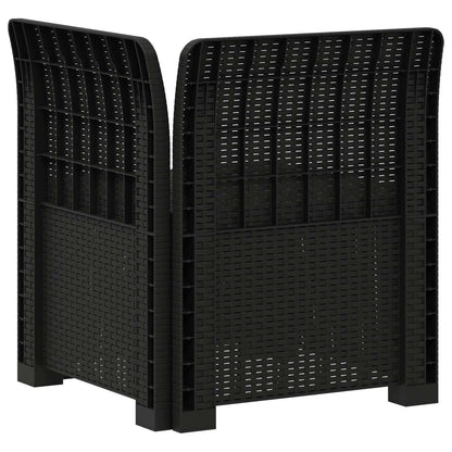 Eénpersoons Tuinbank met Kussen Rattan Look PP Antraciet