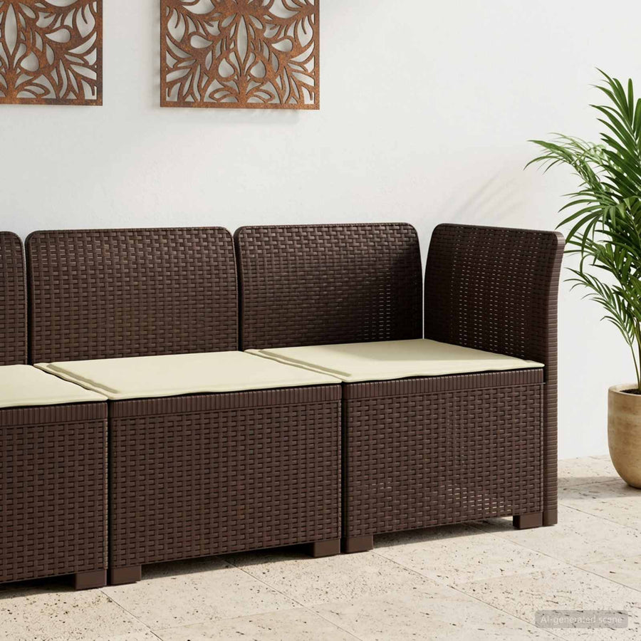 Eénpersoons Tuinbank met Kussen Rattan Look PP Bruin