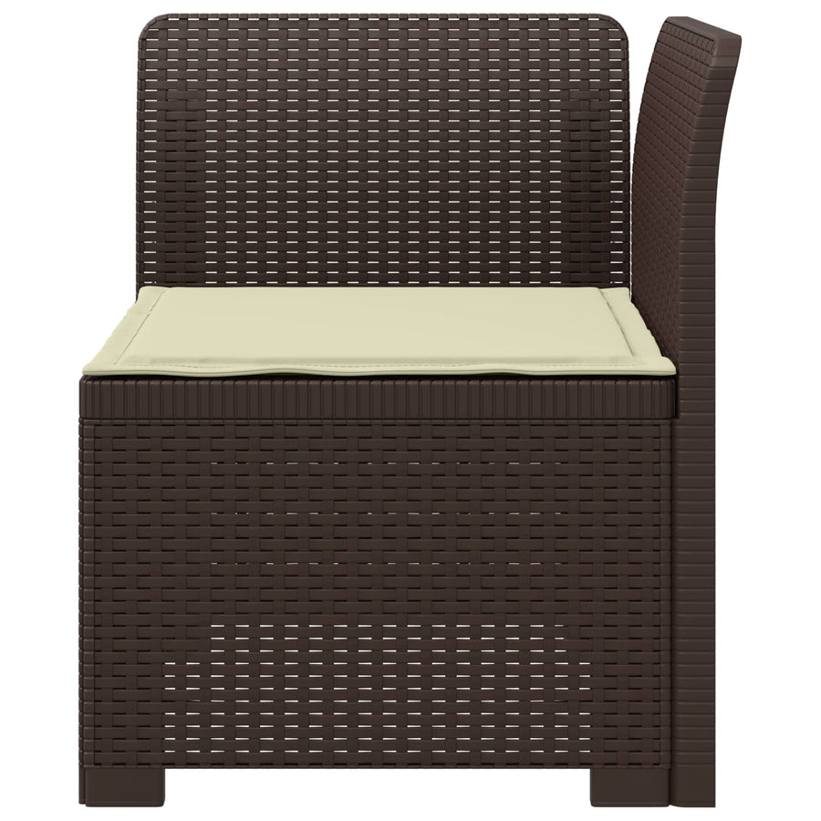 Eénpersoons Tuinbank met Kussen Rattan Look PP Bruin