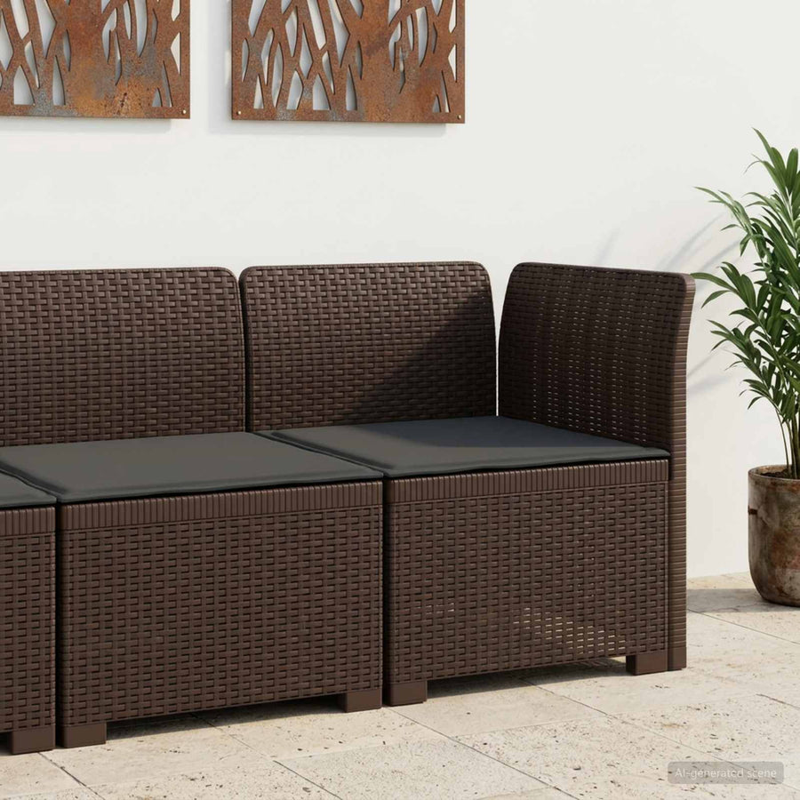 Eénpersoons Tuinbank met Kussen Rattan Look PP Bruin