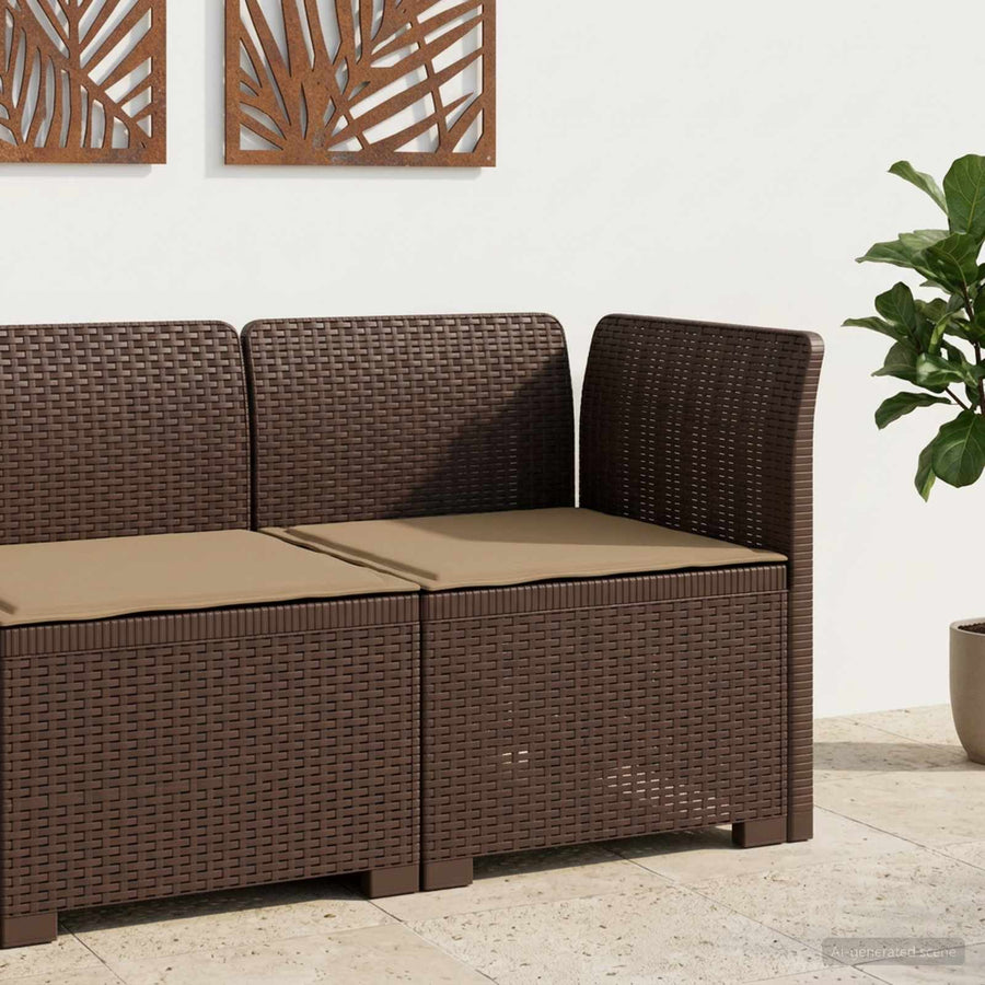 Eénpersoons Tuinbank met Kussen Rattan Look PP Bruin