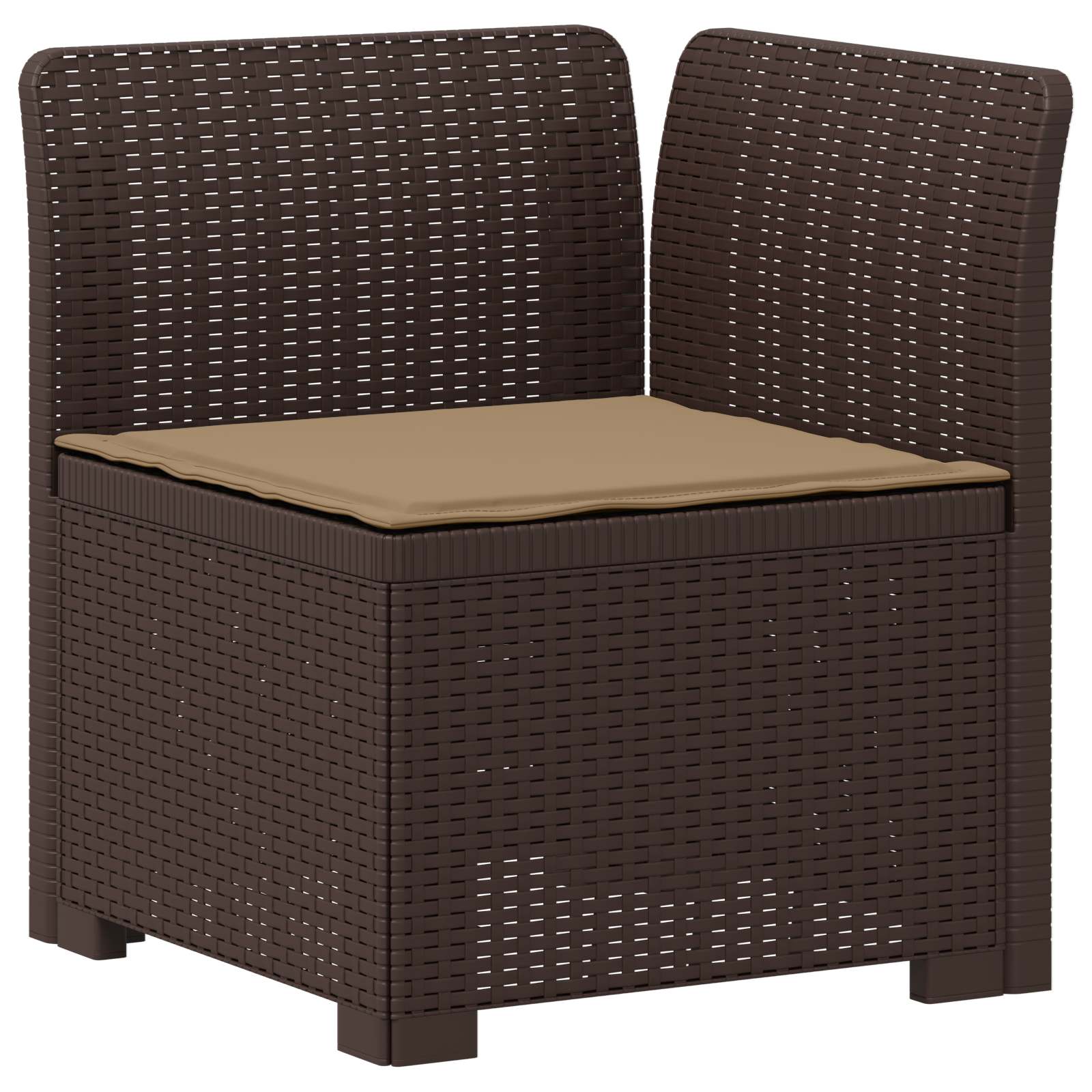 Eénpersoons Tuinbank met Kussen Rattan Look PP Bruin