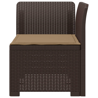 Eénpersoons Tuinbank met Kussen Rattan Look PP Bruin