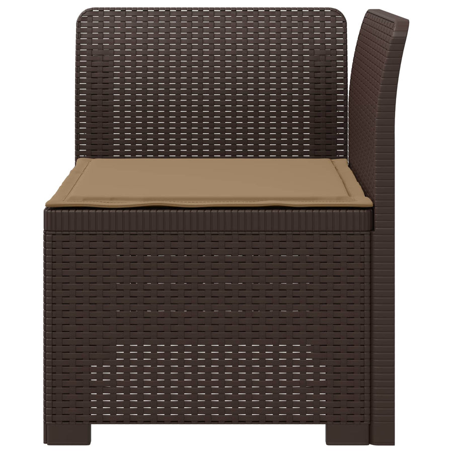 Eénpersoons Tuinbank met Kussen Rattan Look PP Bruin