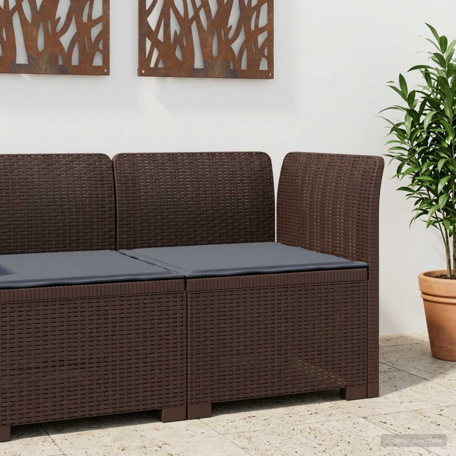 Eénpersoons Tuinbank met Kussen Rattan Look PP Bruin