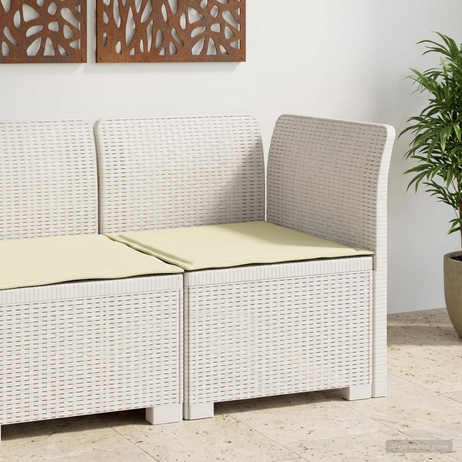 Eénpersoons Tuinbank met Kussen Rattan Look PP Wit