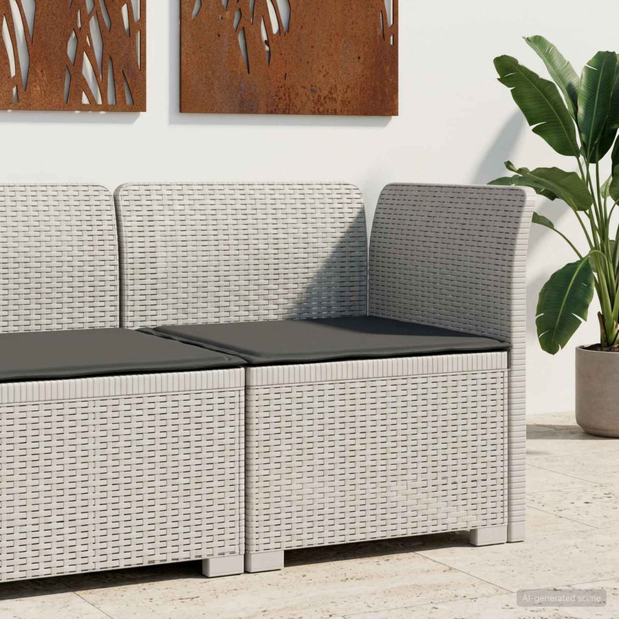 Eénpersoons Tuinbank met Kussen Rattan Look PP Wit