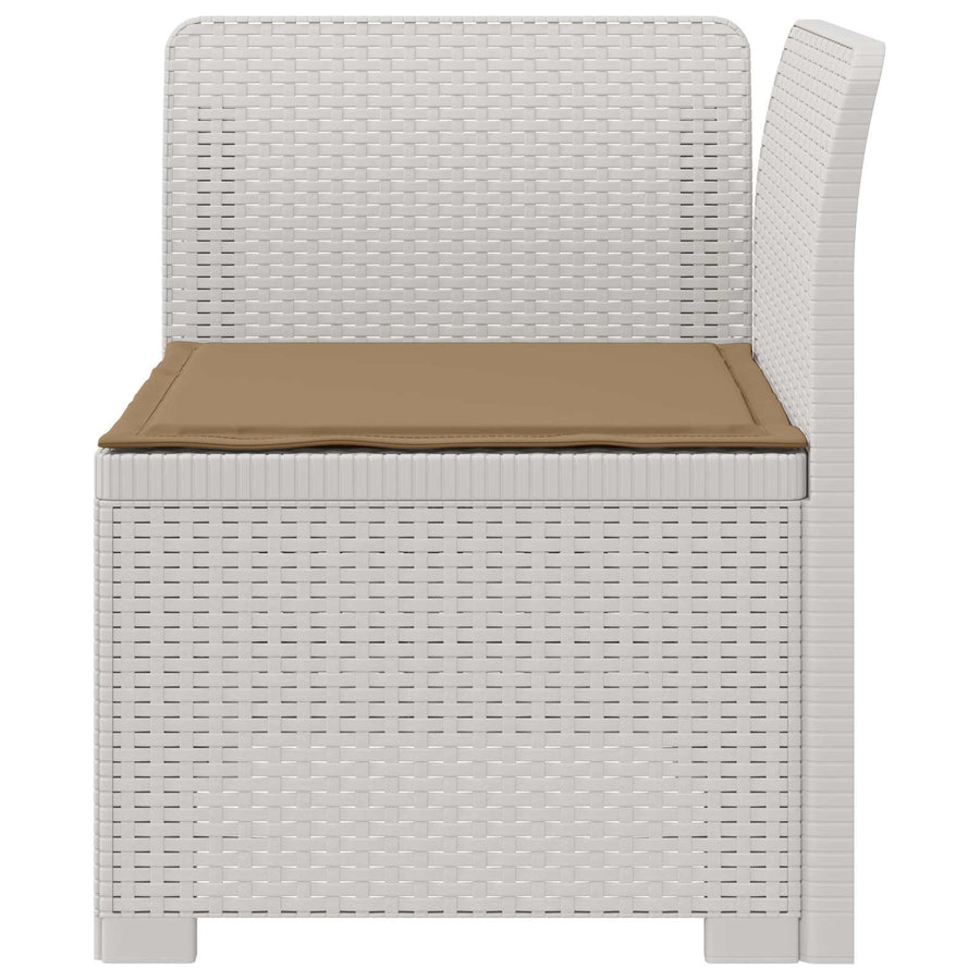 Eénpersoons Tuinbank met Kussen Rattan Look PP Wit