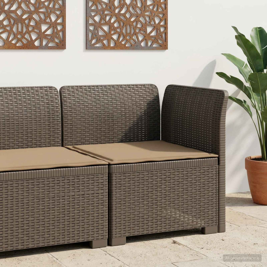 Eénpersoons Tuinbank met Kussen Rattan Look PP Lichtgrijs
