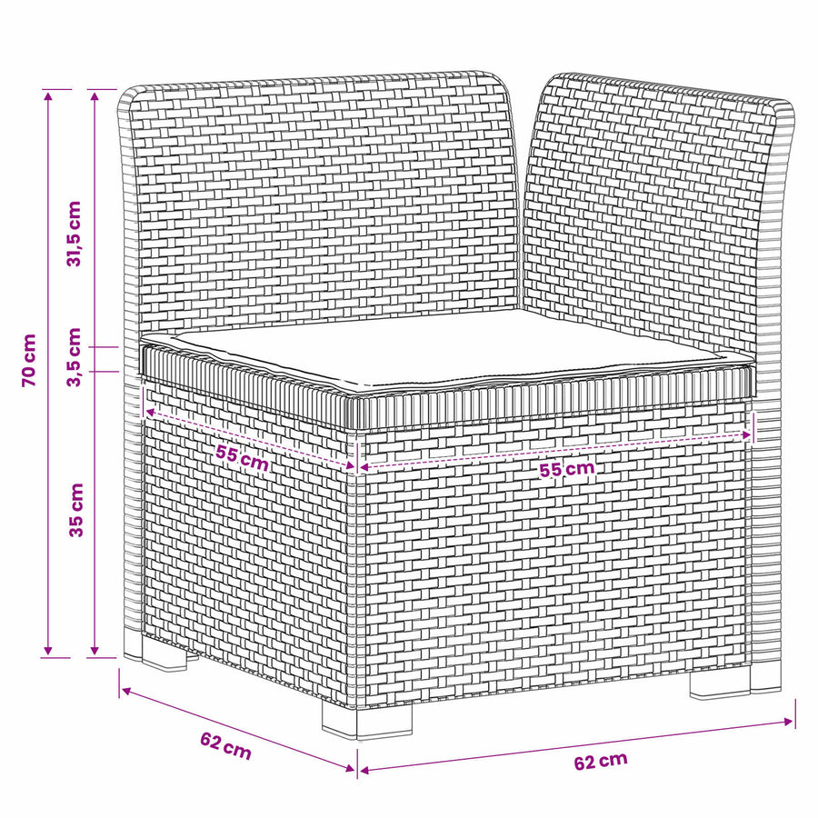 Eénpersoons Tuinbank met Kussen Rattan Look PP Lichtgrijs