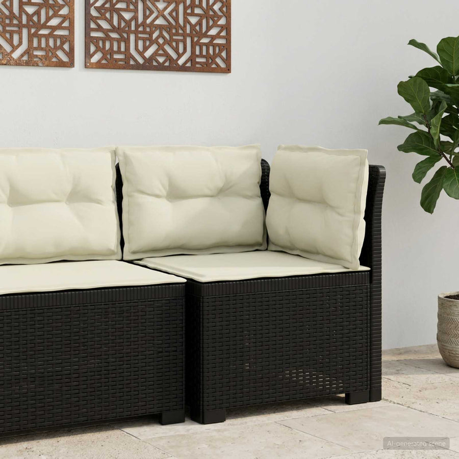 Eénpersoons Tuinbank met Kussens Rattan Look PP Antraciet