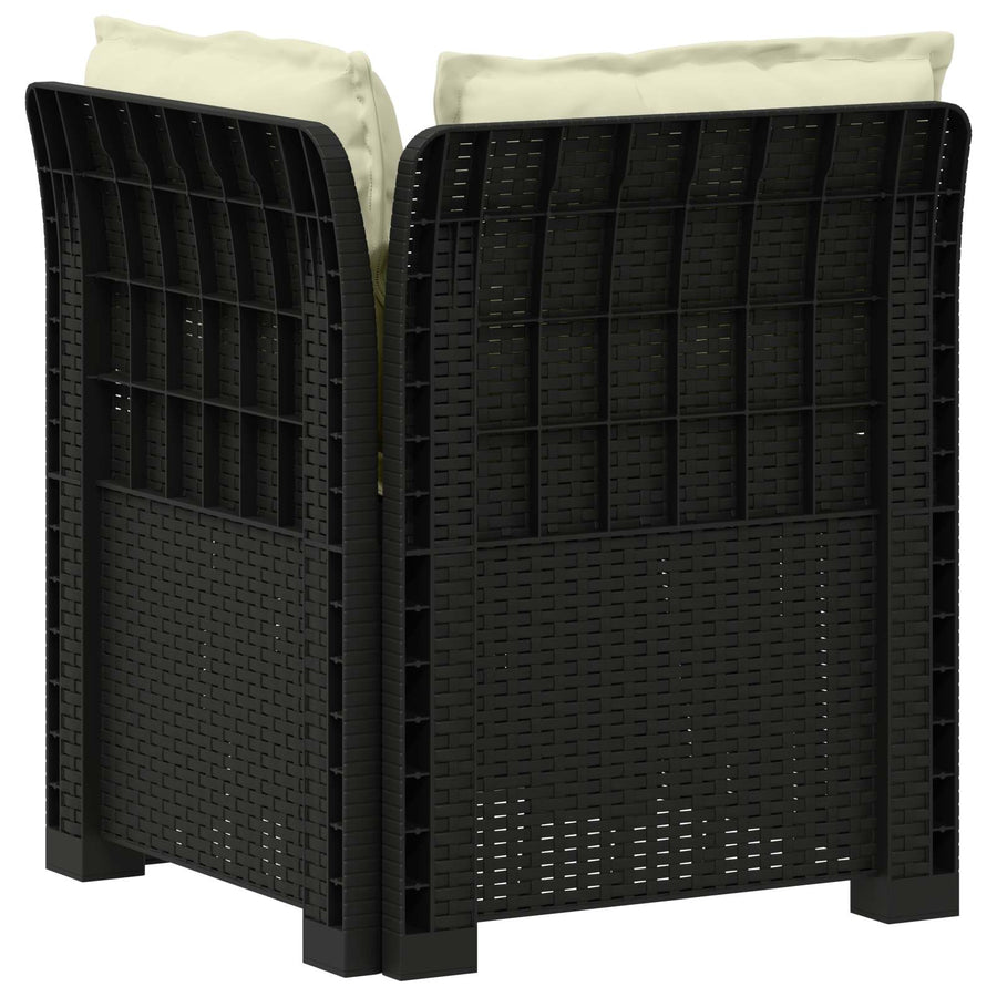 Eénpersoons Tuinbank met Kussens Rattan Look PP Antraciet