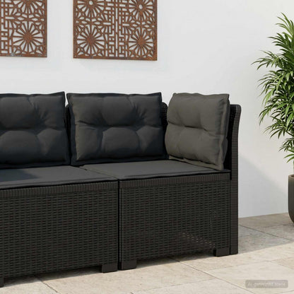 Eénpersoons Tuinbank met Kussens Rattan Look PP Antraciet