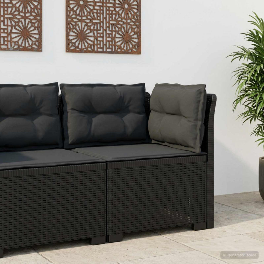 Eénpersoons Tuinbank met Kussens Rattan Look PP Antraciet