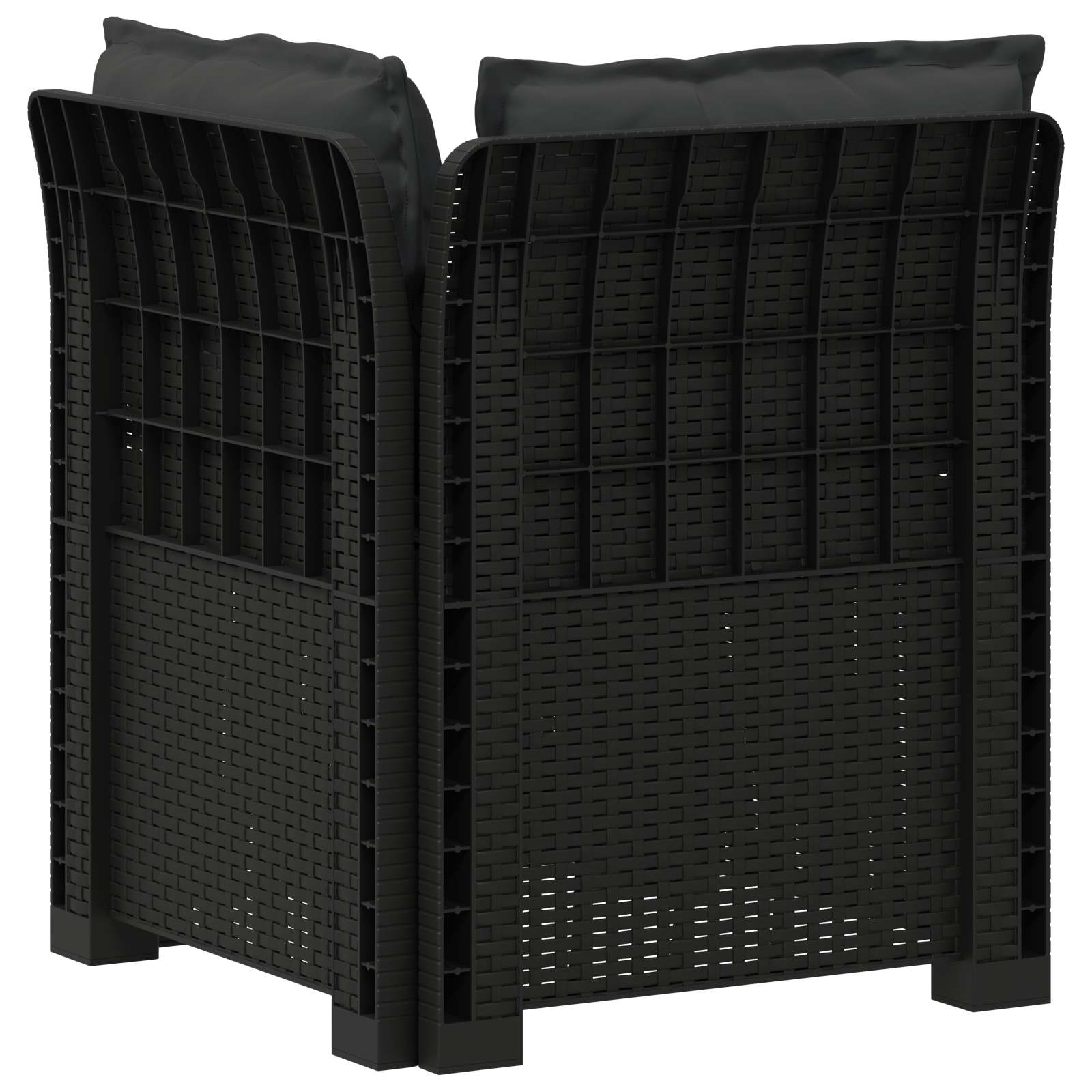 Eénpersoons Tuinbank met Kussens Rattan Look PP Antraciet