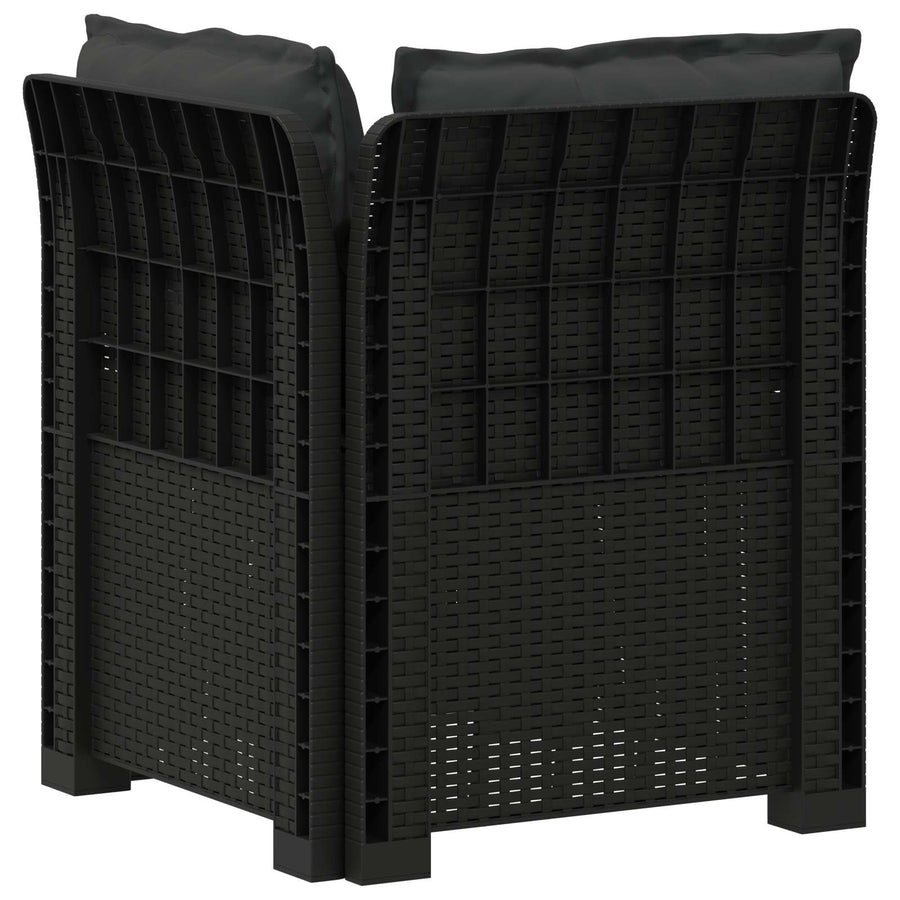 Eénpersoons Tuinbank met Kussens Rattan Look PP Antraciet