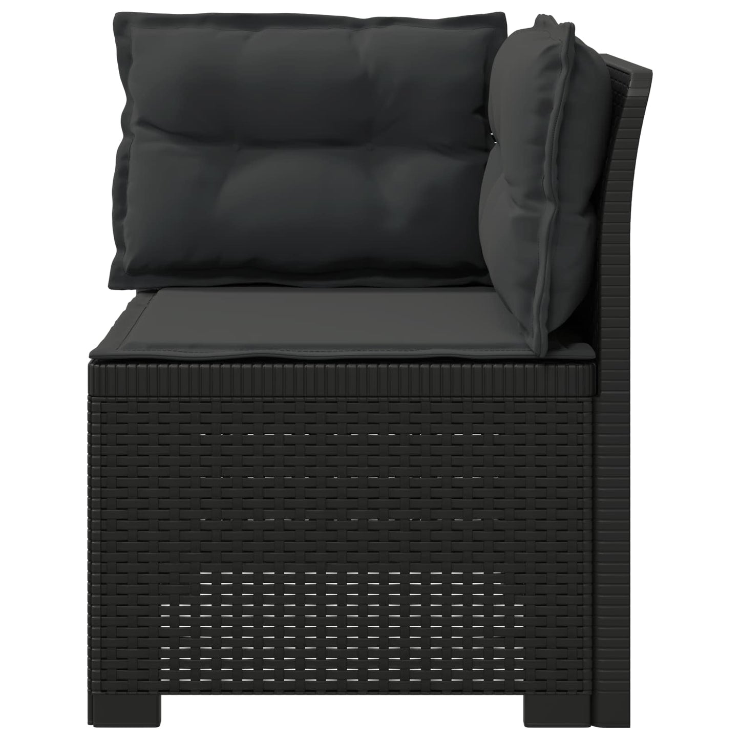 Eénpersoons Tuinbank met Kussens Rattan Look PP Antraciet