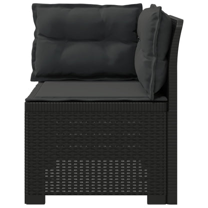 Eénpersoons Tuinbank met Kussens Rattan Look PP Antraciet
