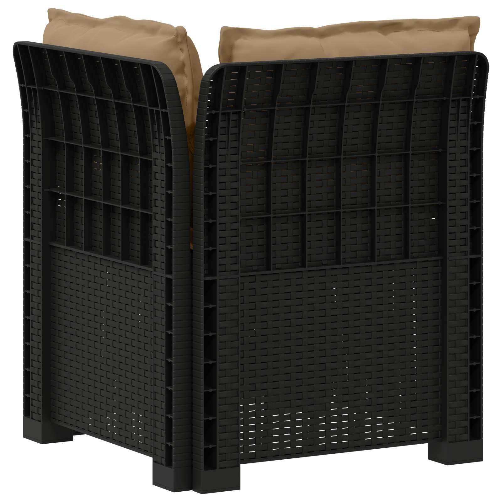 Eénpersoons Tuinbank met Kussens Rattan Look PP Antraciet