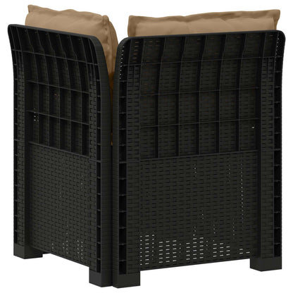 Eénpersoons Tuinbank met Kussens Rattan Look PP Antraciet