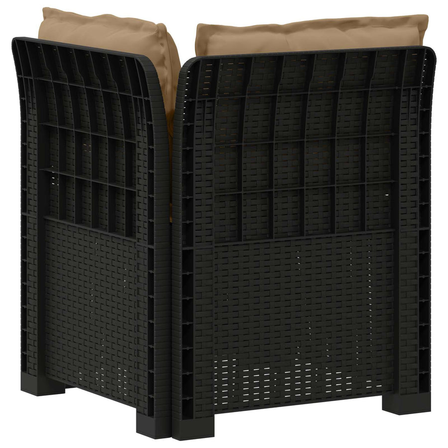 Eénpersoons Tuinbank met Kussens Rattan Look PP Antraciet