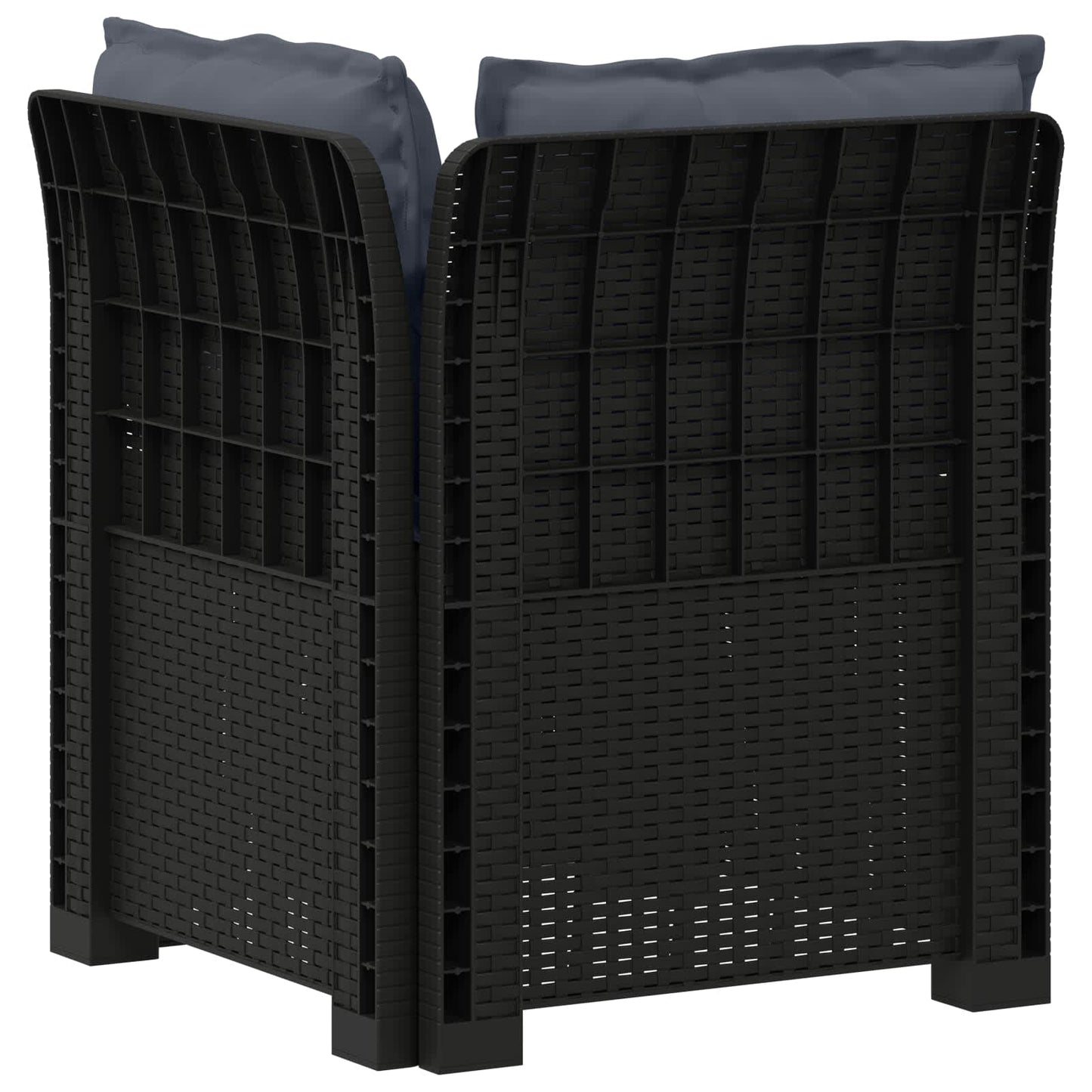 Eénpersoons Tuinbank met Kussens Rattan Look PP Antraciet