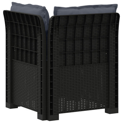 Eénpersoons Tuinbank met Kussens Rattan Look PP Antraciet