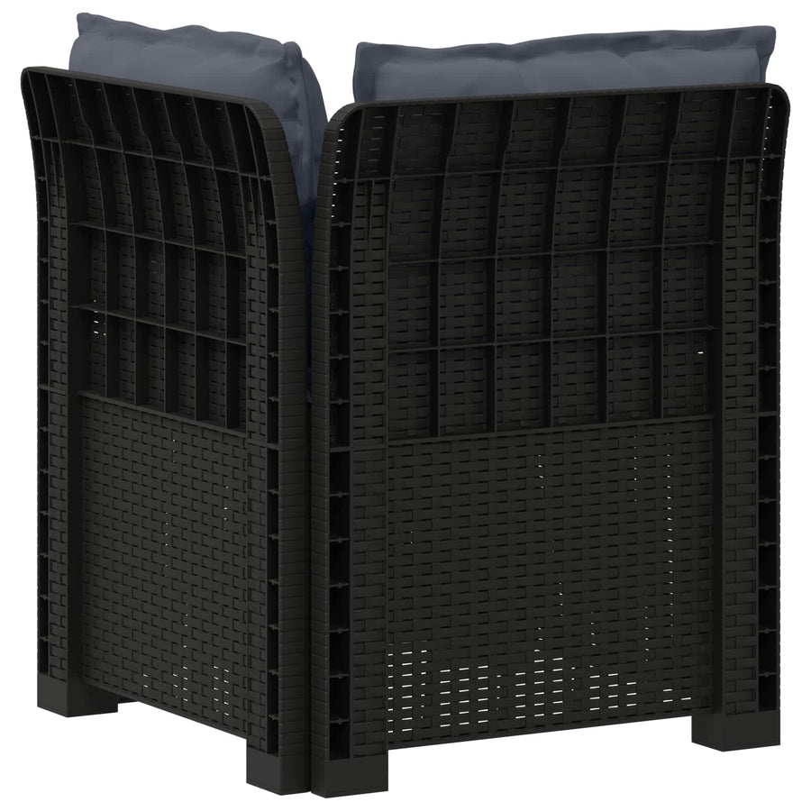 Eénpersoons Tuinbank met Kussens Rattan Look PP Antraciet