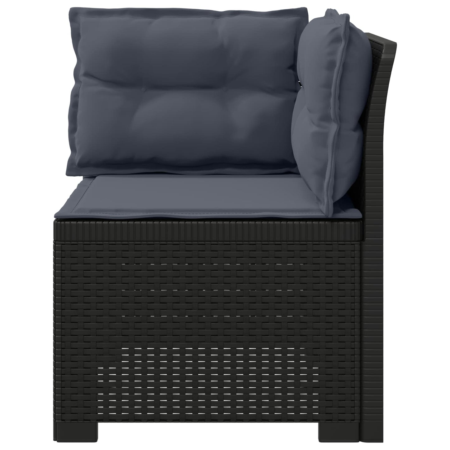 Eénpersoons Tuinbank met Kussens Rattan Look PP Antraciet
