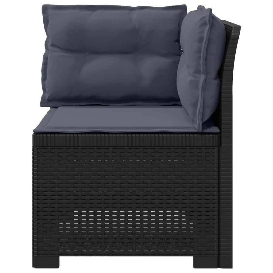 Eénpersoons Tuinbank met Kussens Rattan Look PP Antraciet