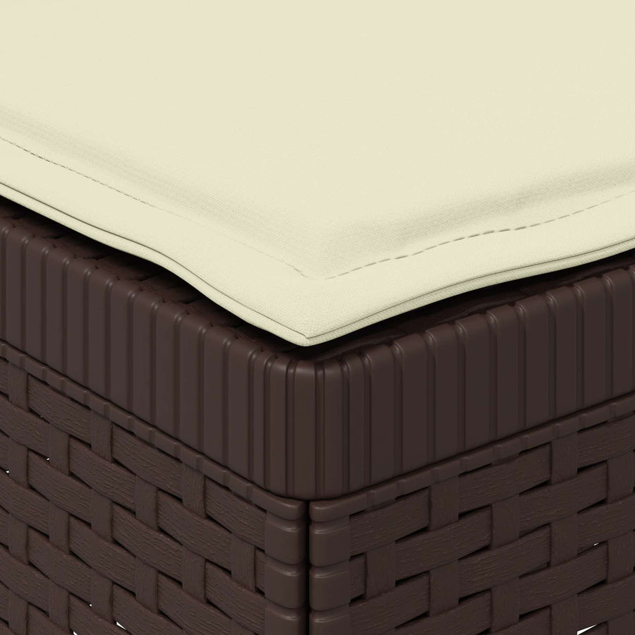 Eénpersoons Tuinbank met Kussens Rattan Look PP Bruin