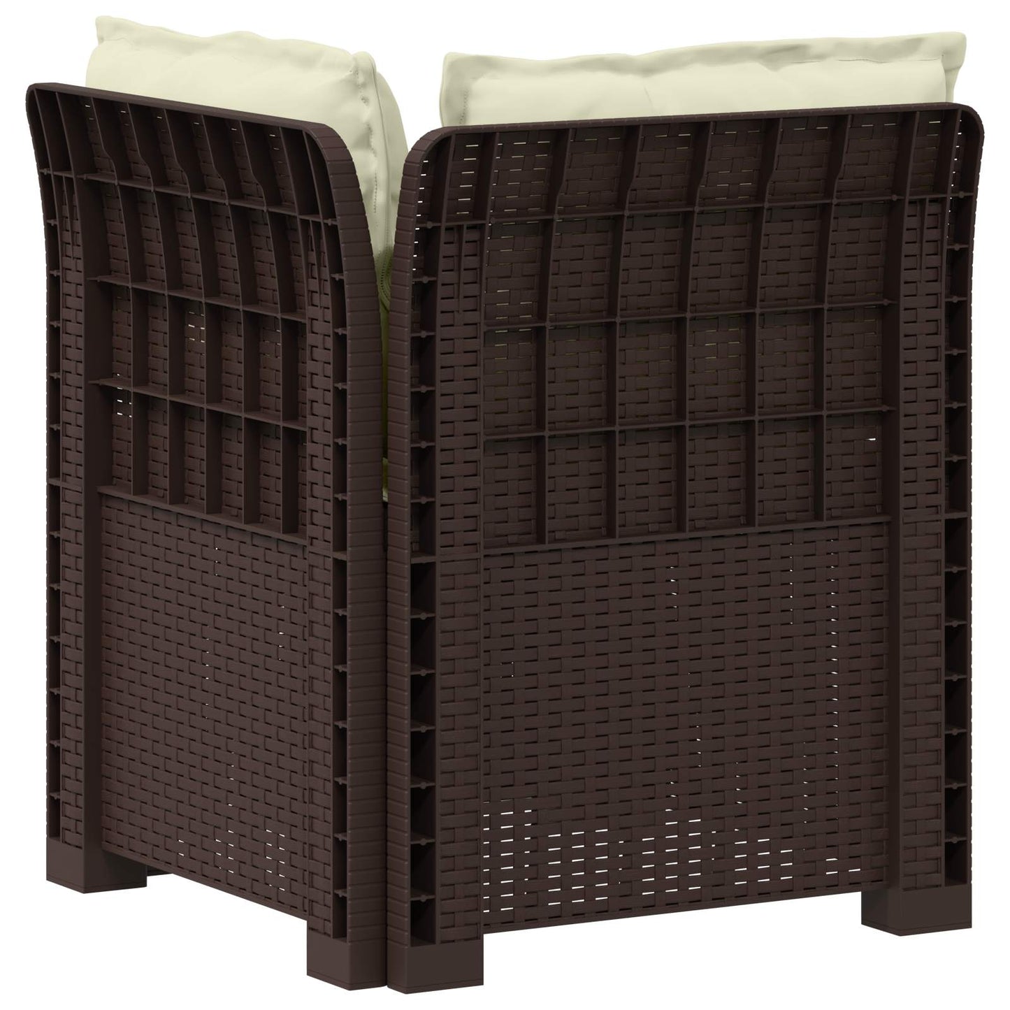 Eénpersoons Tuinbank met Kussens Rattan Look PP Bruin