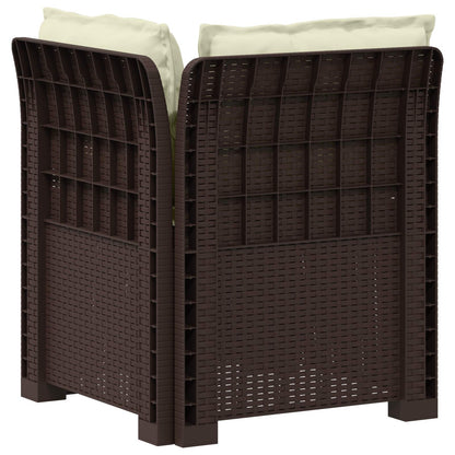 Eénpersoons Tuinbank met Kussens Rattan Look PP Bruin