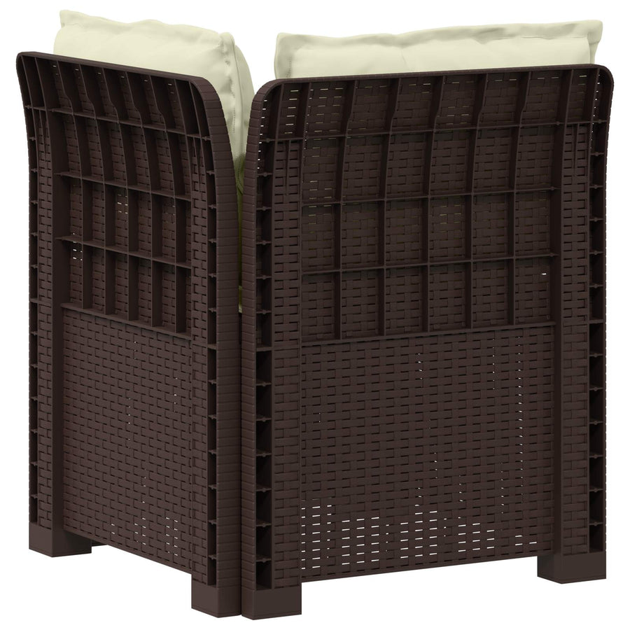Eénpersoons Tuinbank met Kussens Rattan Look PP Bruin