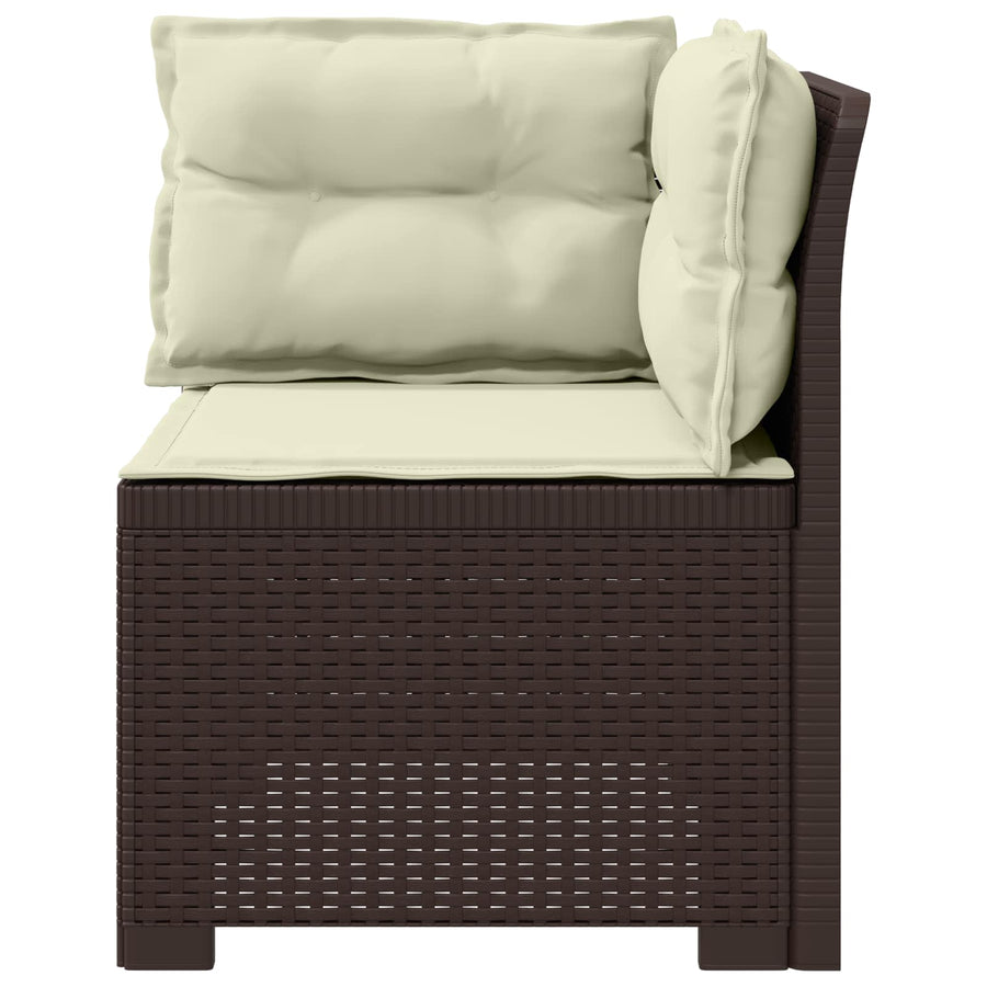 Eénpersoons Tuinbank met Kussens Rattan Look PP Bruin