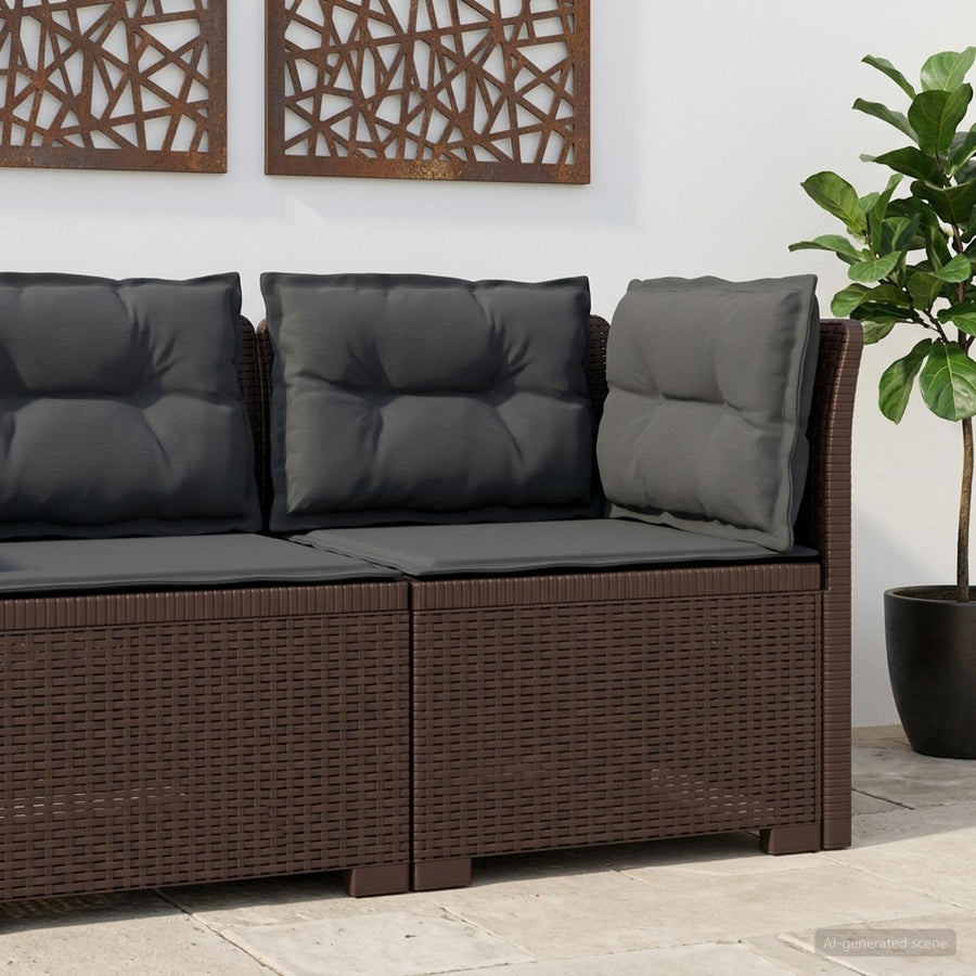 Eénpersoons Tuinbank met Kussens Rattan Look PP Bruin