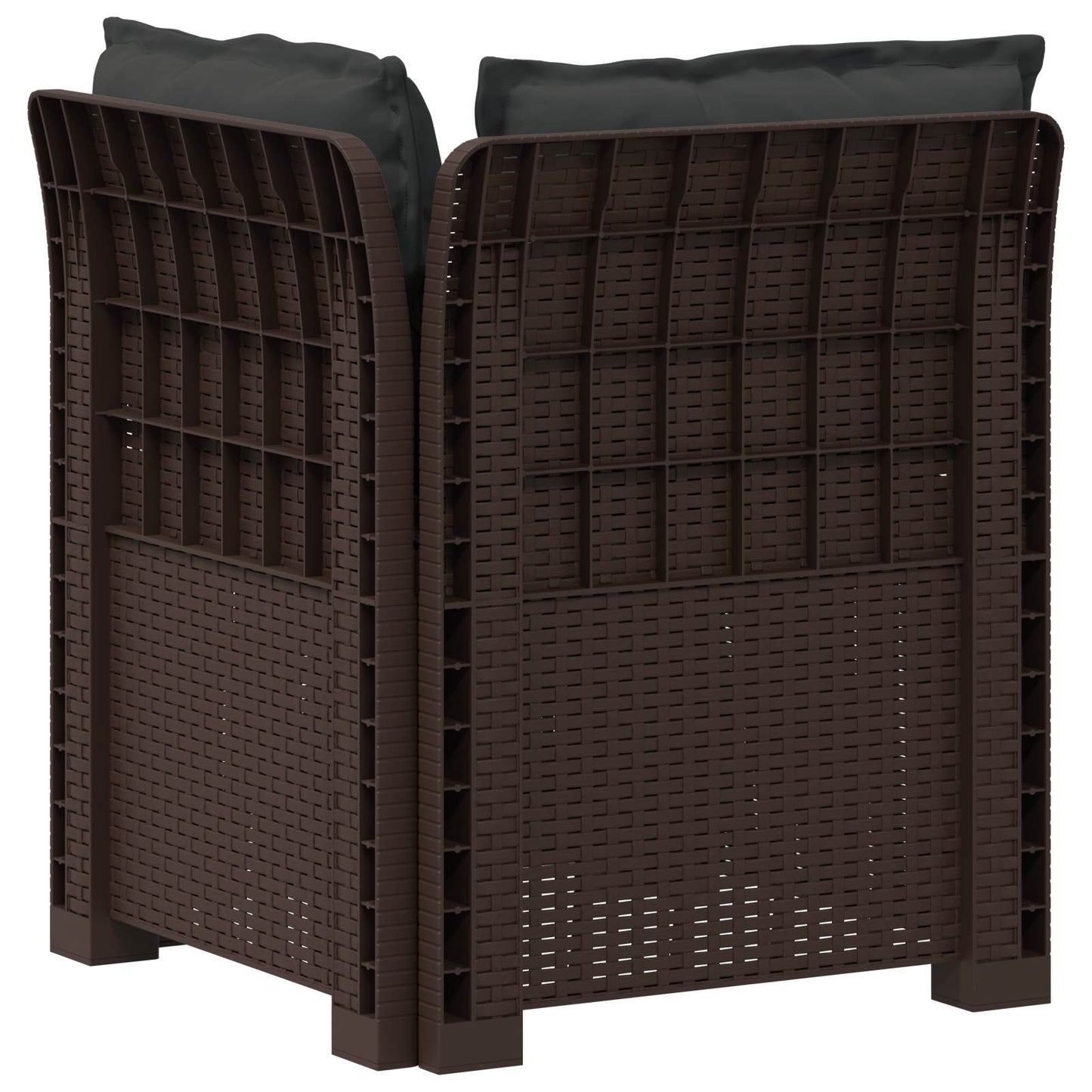 Eénpersoons Tuinbank met Kussens Rattan Look PP Bruin