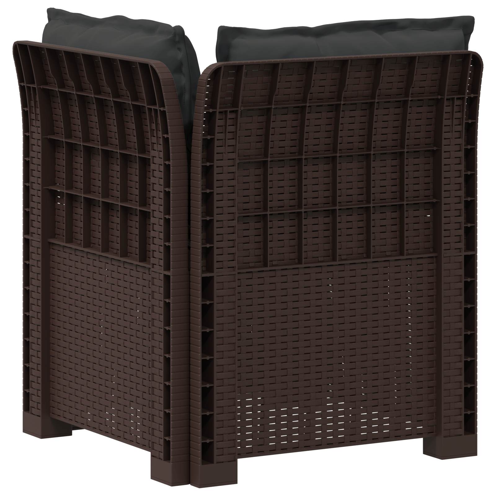 Eénpersoons Tuinbank met Kussens Rattan Look PP Bruin
