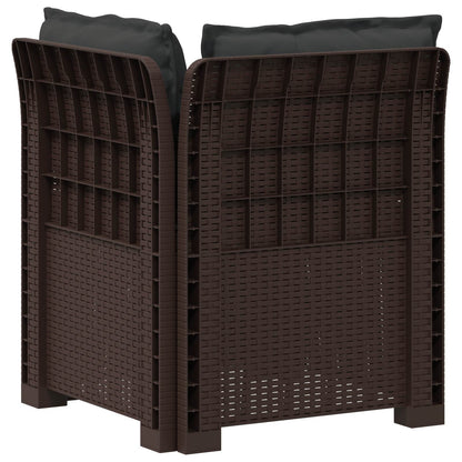 Eénpersoons Tuinbank met Kussens Rattan Look PP Bruin